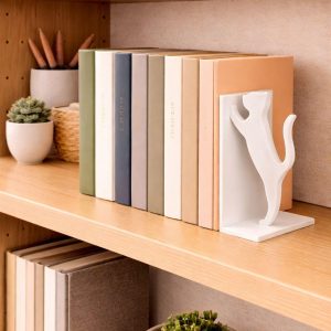 Cat Bookend | Minimalist Book Holder | Modern Shelf Decor | Desk Book Support